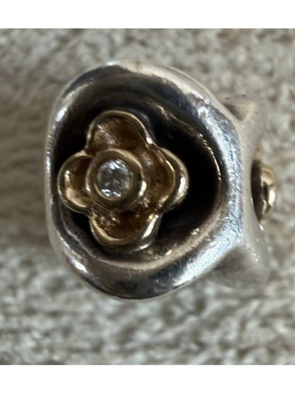 RARE Retired Pandora 14k Gold & Sterling Silver  Peridot Diamond Charm #790318D - Picture 4 of 10